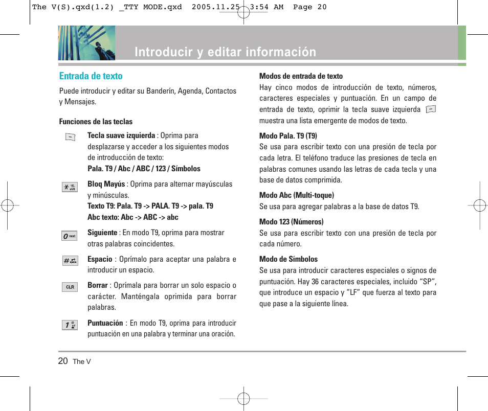 Introducir y editar información, Entrada de texto | LG LGVX9800 User Manual | Page 118 / 196