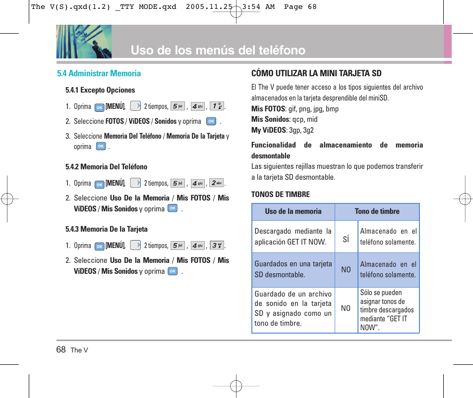 Uso de los menús del teléfono | LG LGVX9800 User Manual | Page 166 / 196
