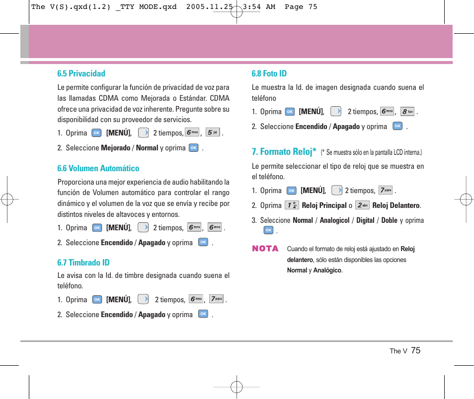 Formato reloj | LG LGVX9800 User Manual | Page 173 / 196