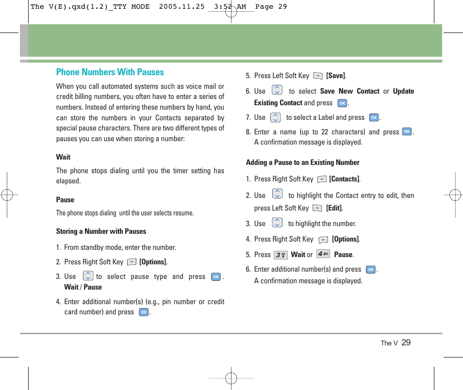 Phone numbers with pauses | LG LGVX9800 User Manual | Page 31 / 196