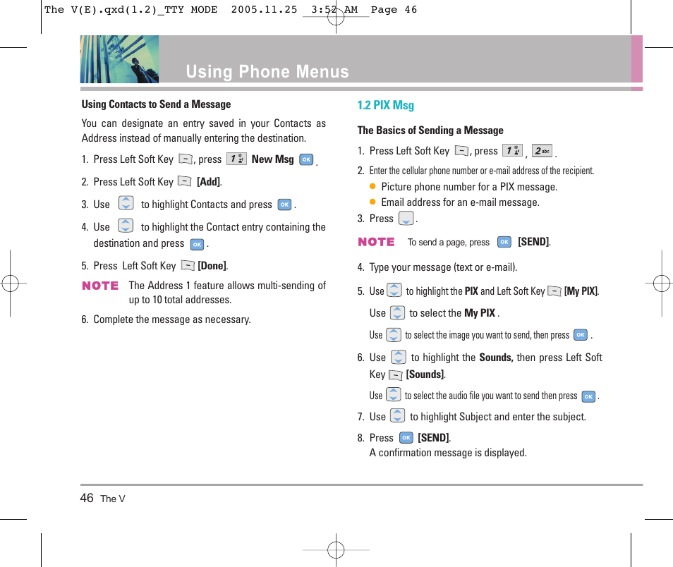 Using phone menus | LG LGVX9800 User Manual | Page 48 / 196