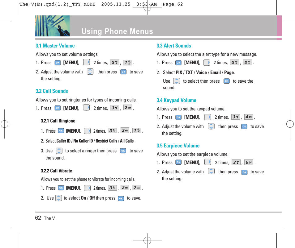 Using phone menus | LG LGVX9800 User Manual | Page 64 / 196