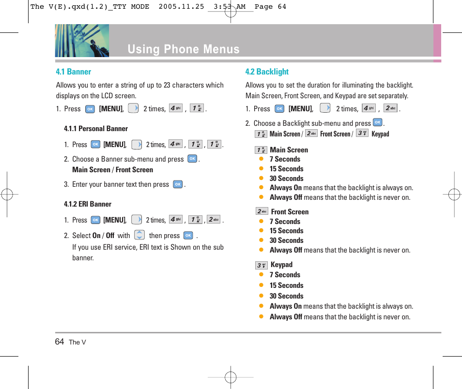 Using phone menus | LG LGVX9800 User Manual | Page 66 / 196