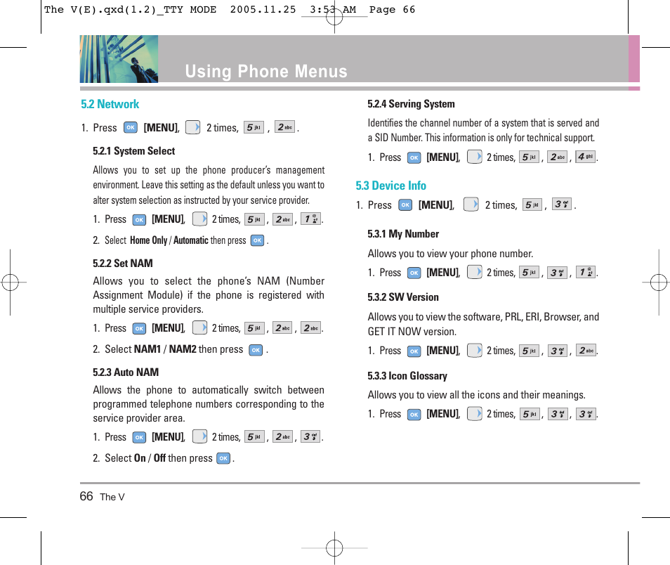 Using phone menus | LG LGVX9800 User Manual | Page 68 / 196