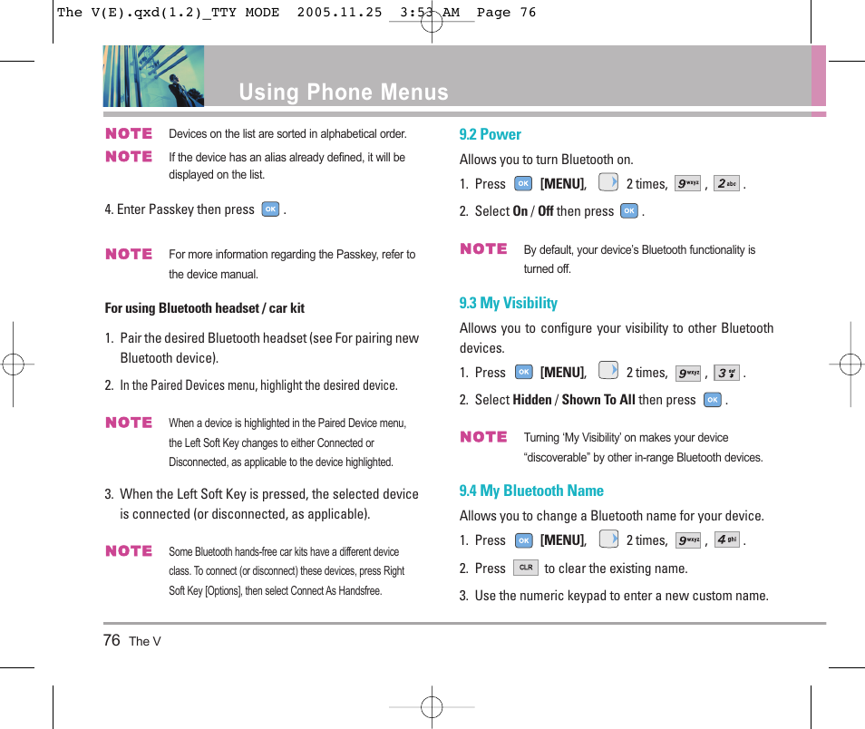 Using phone menus | LG LGVX9800 User Manual | Page 78 / 196