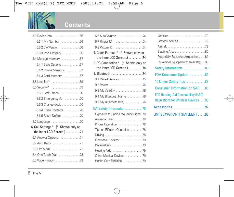 LG LGVX9800 User Manual | Page 8 / 196