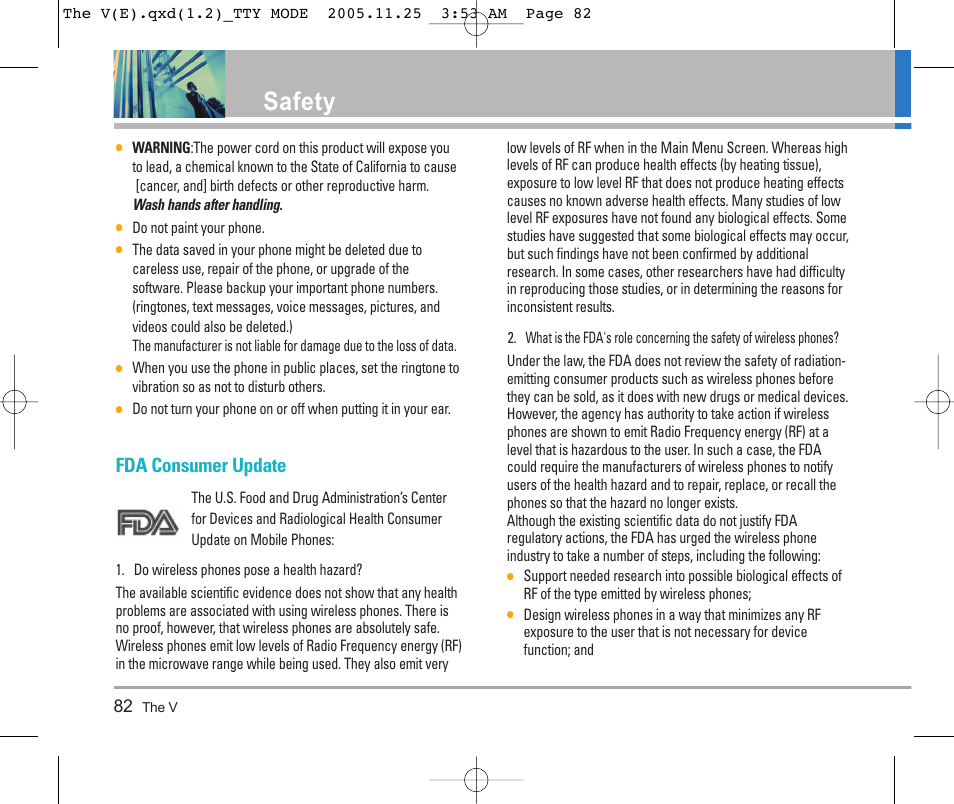 Safety, Fda consumer update | LG LGVX9800 User Manual | Page 84 / 196