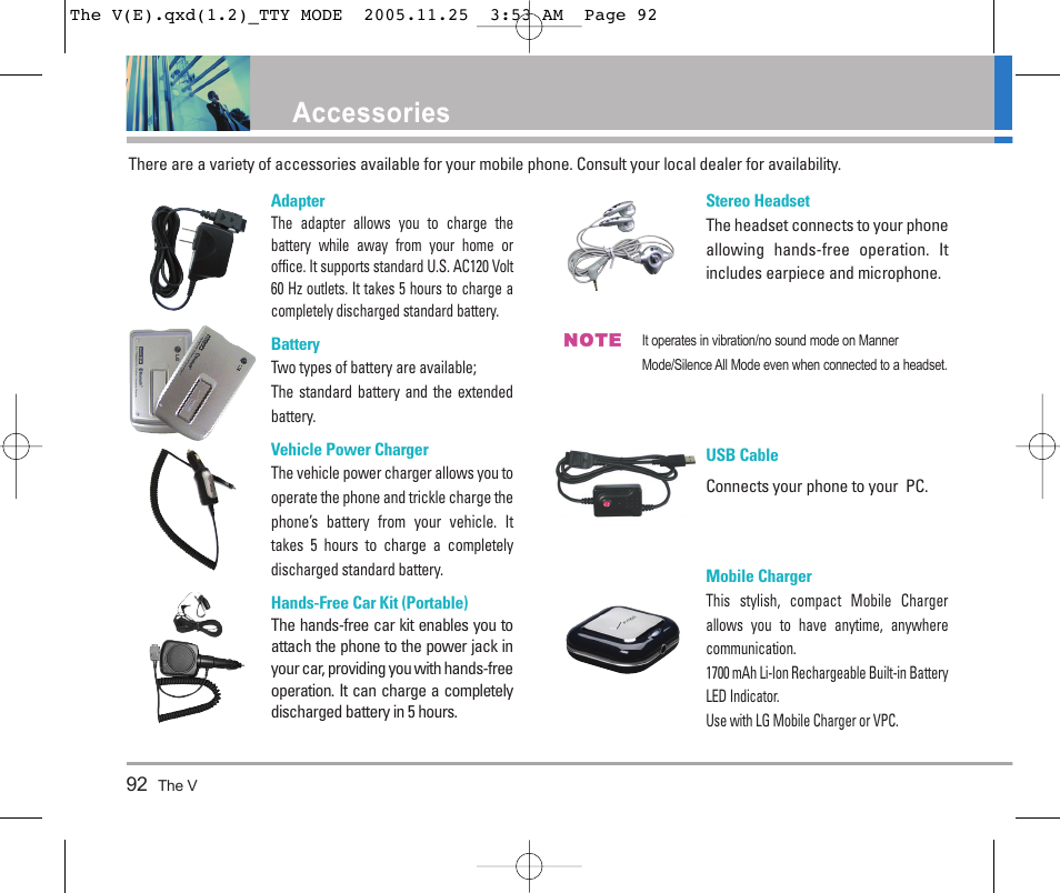 Accessories | LG LGVX9800 User Manual | Page 94 / 196