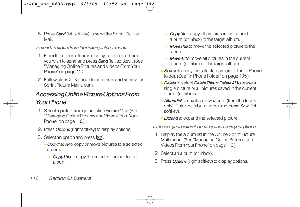 Accessing online picture options from yourphone | LG LX400 User Manual | Page 126 / 180