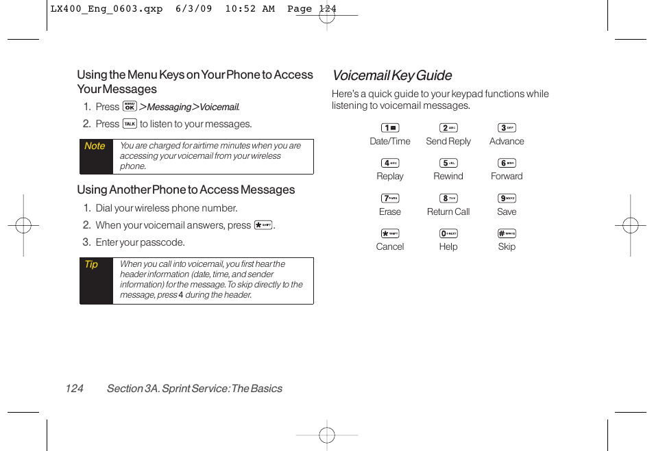 Voicemail key guide | LG LX400 User Manual | Page 138 / 180