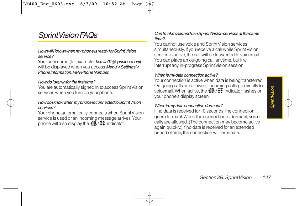 Sprint vision faqs | LG LX400 User Manual | Page 161 / 180