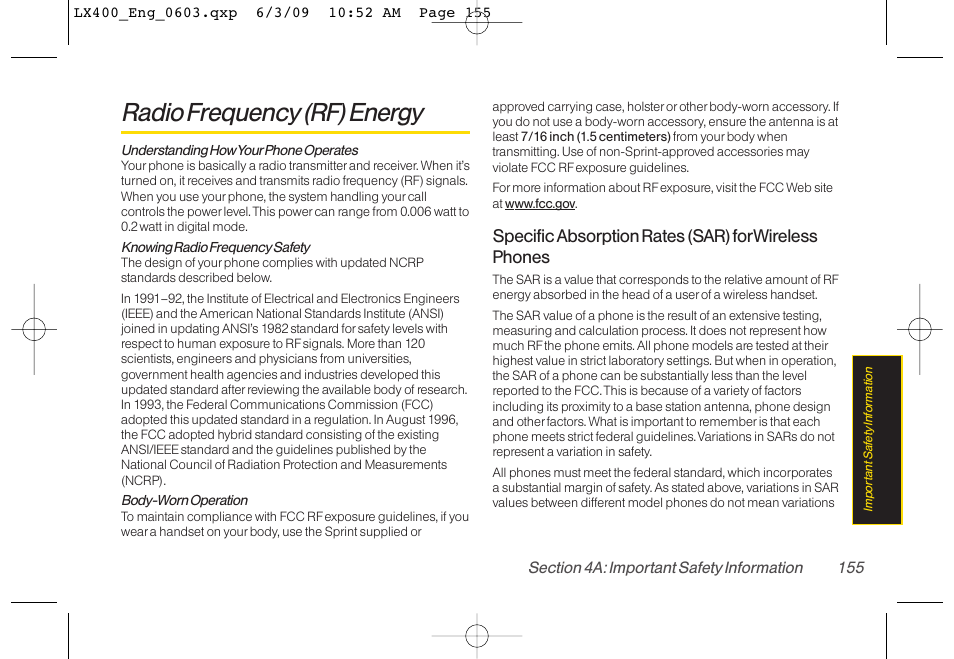 Radio frequency (rf)energy | LG LX400 User Manual | Page 169 / 180