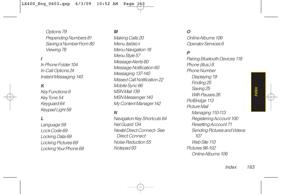 LG LX400 User Manual | Page 177 / 180