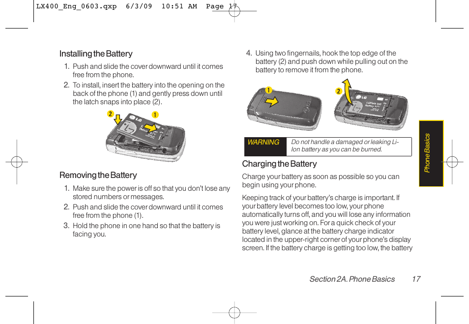 LG LX400 User Manual | Page 31 / 180