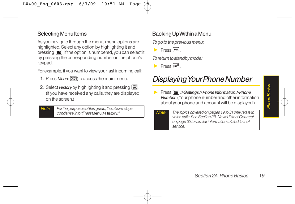 Displayingyourphone number | LG LX400 User Manual | Page 33 / 180