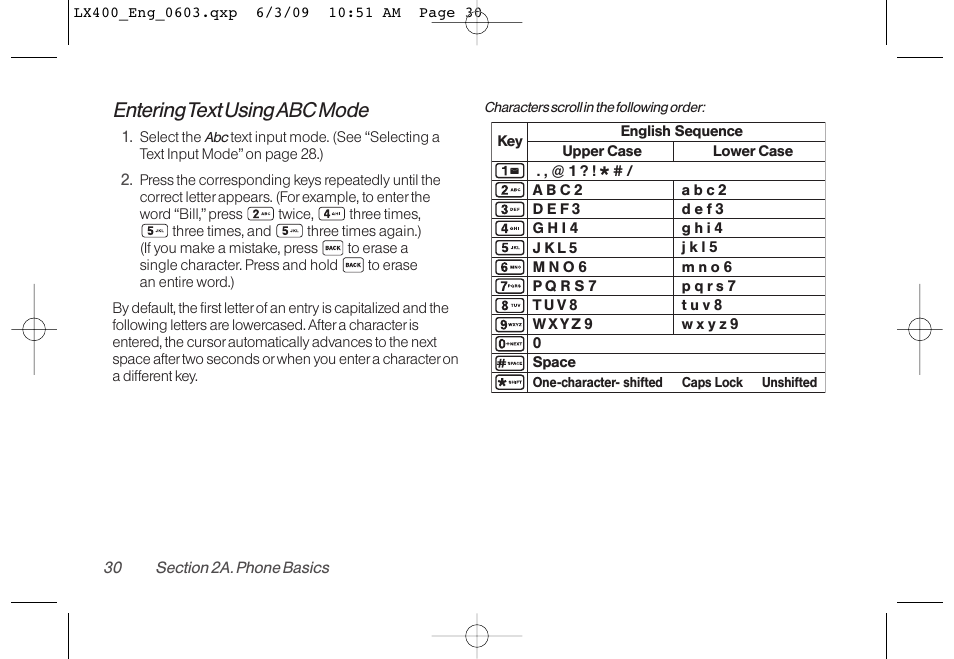 Entering text using abc mode | LG LX400 User Manual | Page 44 / 180