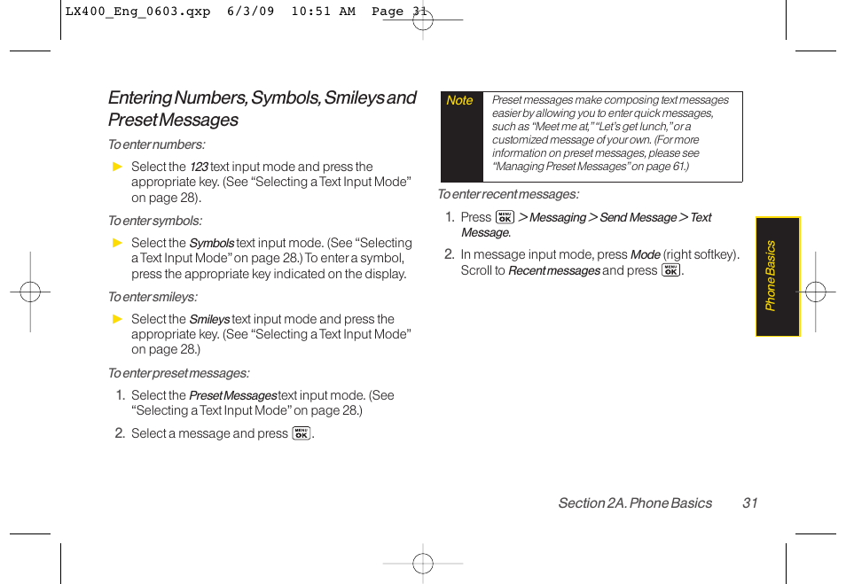 LG LX400 User Manual | Page 45 / 180
