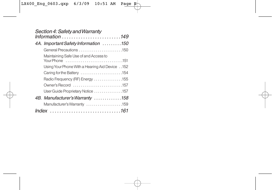 LG LX400 User Manual | Page 5 / 180