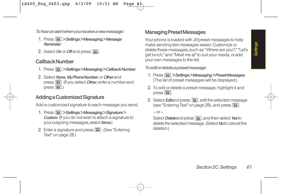 LG LX400 User Manual | Page 75 / 180