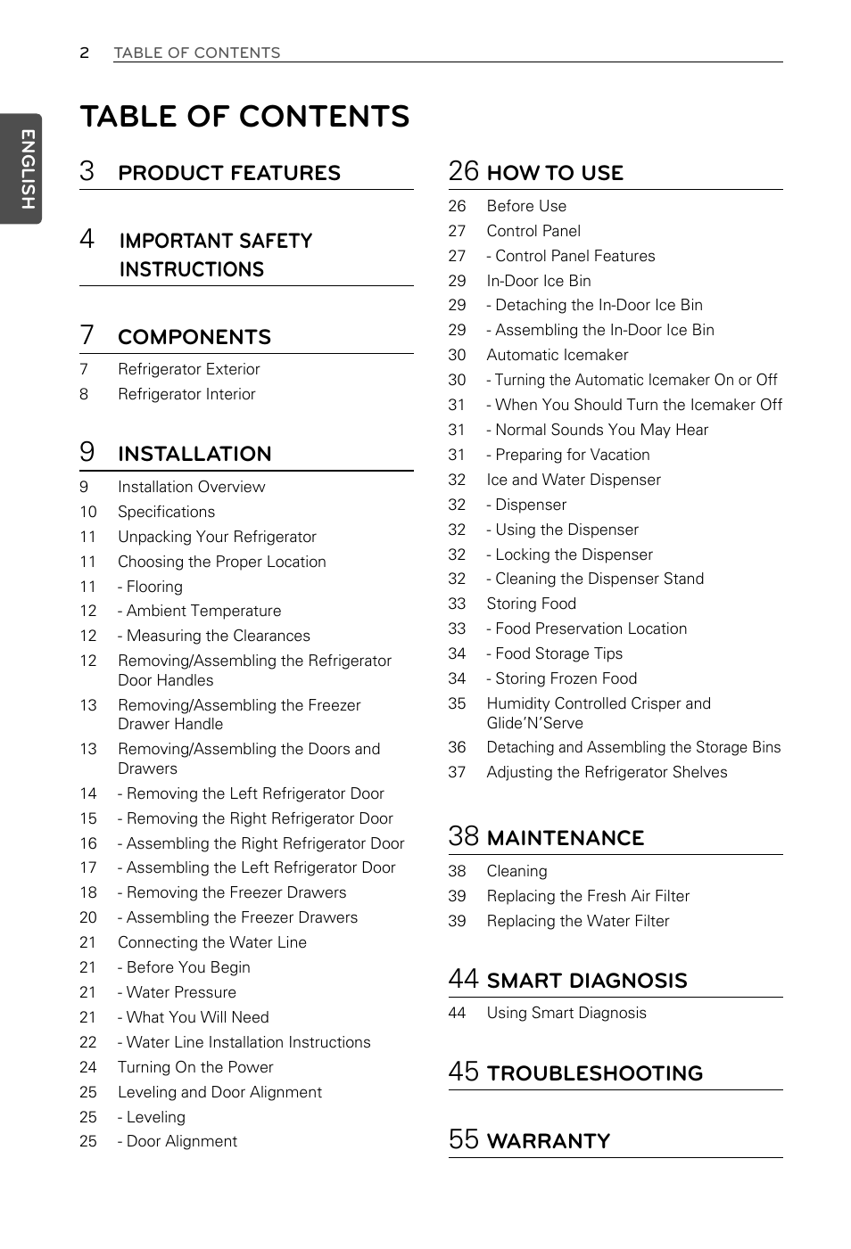 LG LFX29937ST User Manual | Page 2 / 61