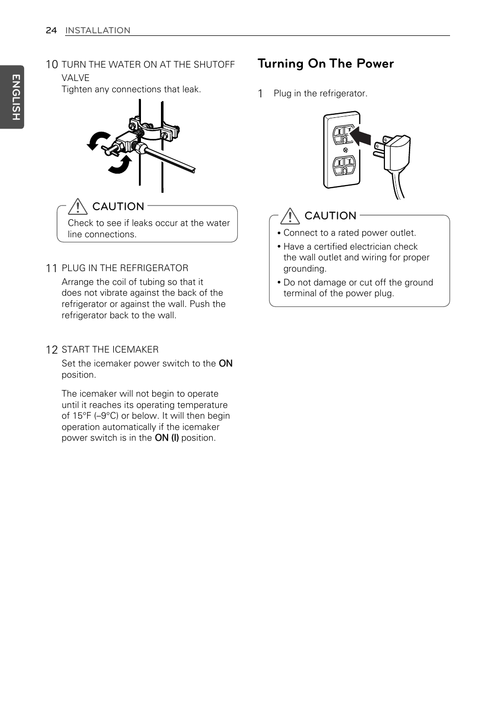Turning on the power | LG LFX29937ST User Manual | Page 24 / 61