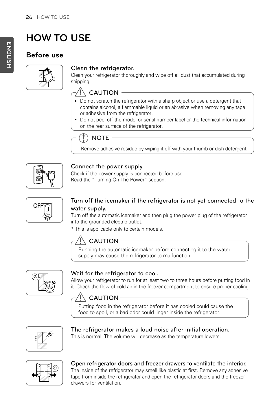 How to use, Before use | LG LFX29937ST User Manual | Page 26 / 61