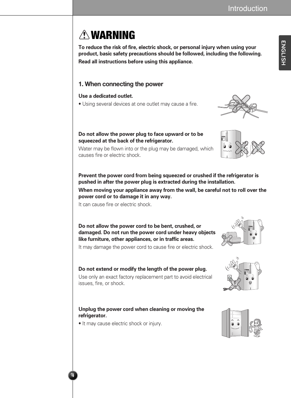Warning, Introduction | LG LSSC243ST User Manual | Page 4 / 43