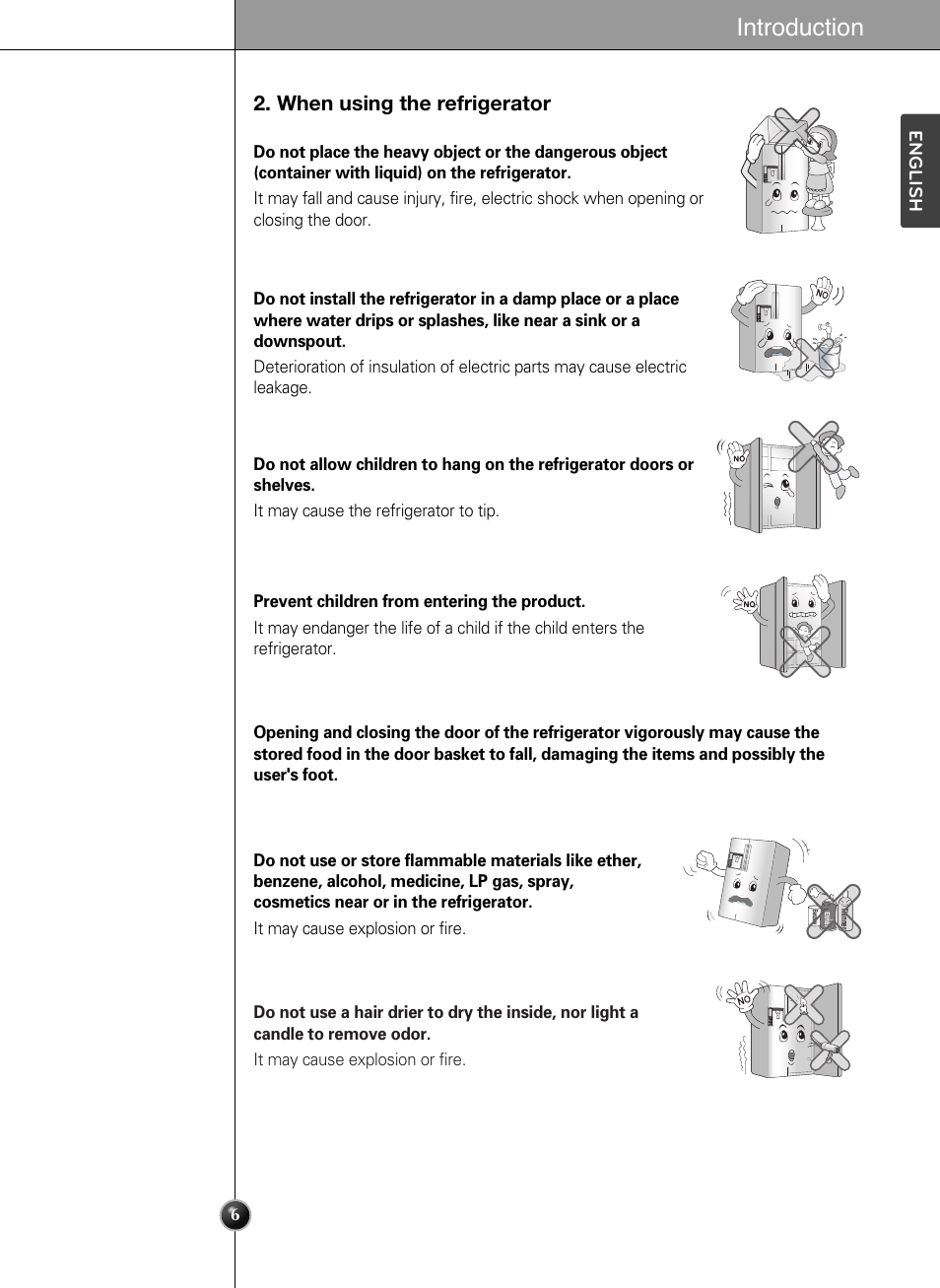 Introduction, When using the refrigerator | LG LSSC243ST User Manual | Page 6 / 43