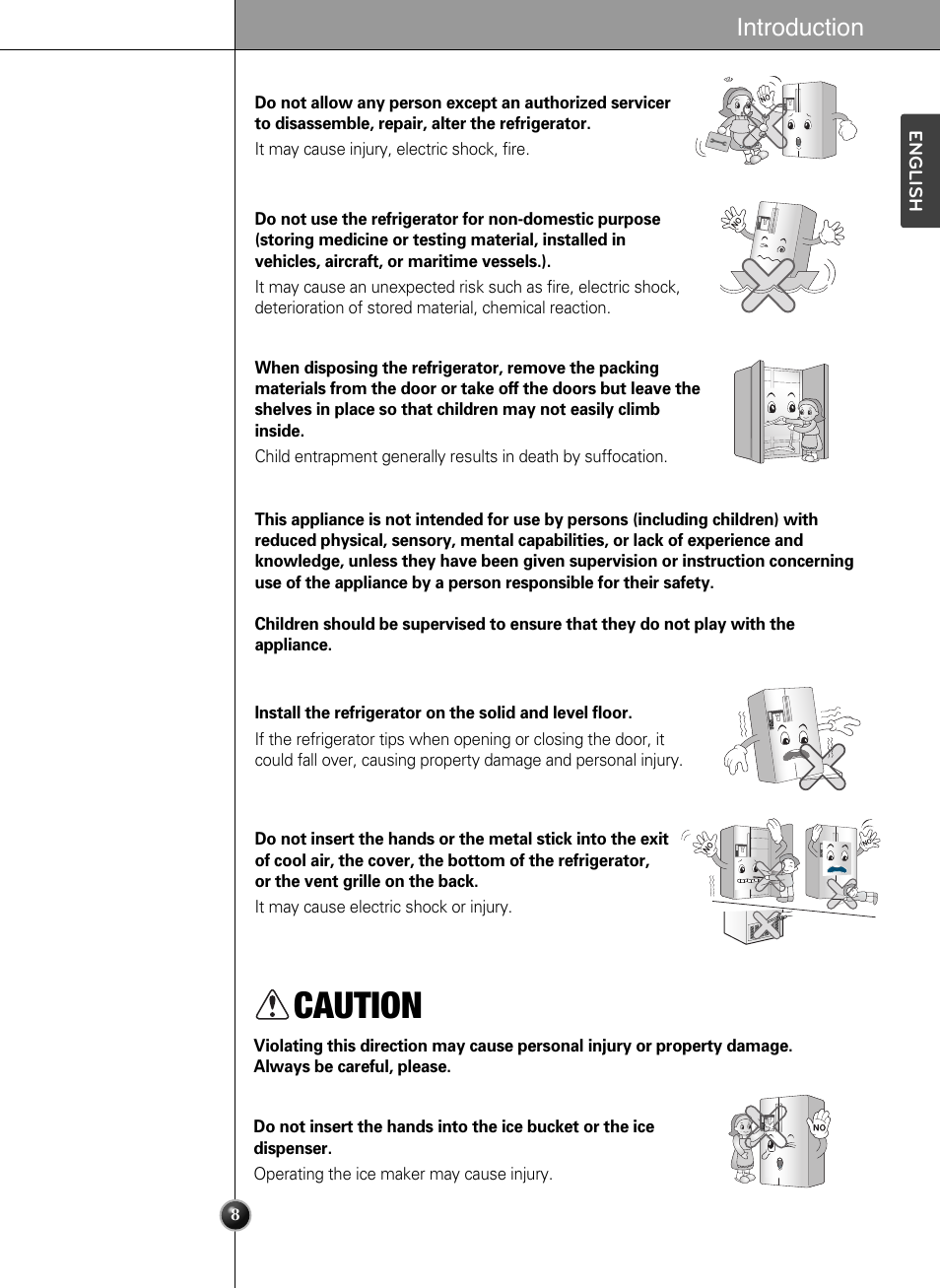 Caution, Introduction | LG LSSC243ST User Manual | Page 8 / 43