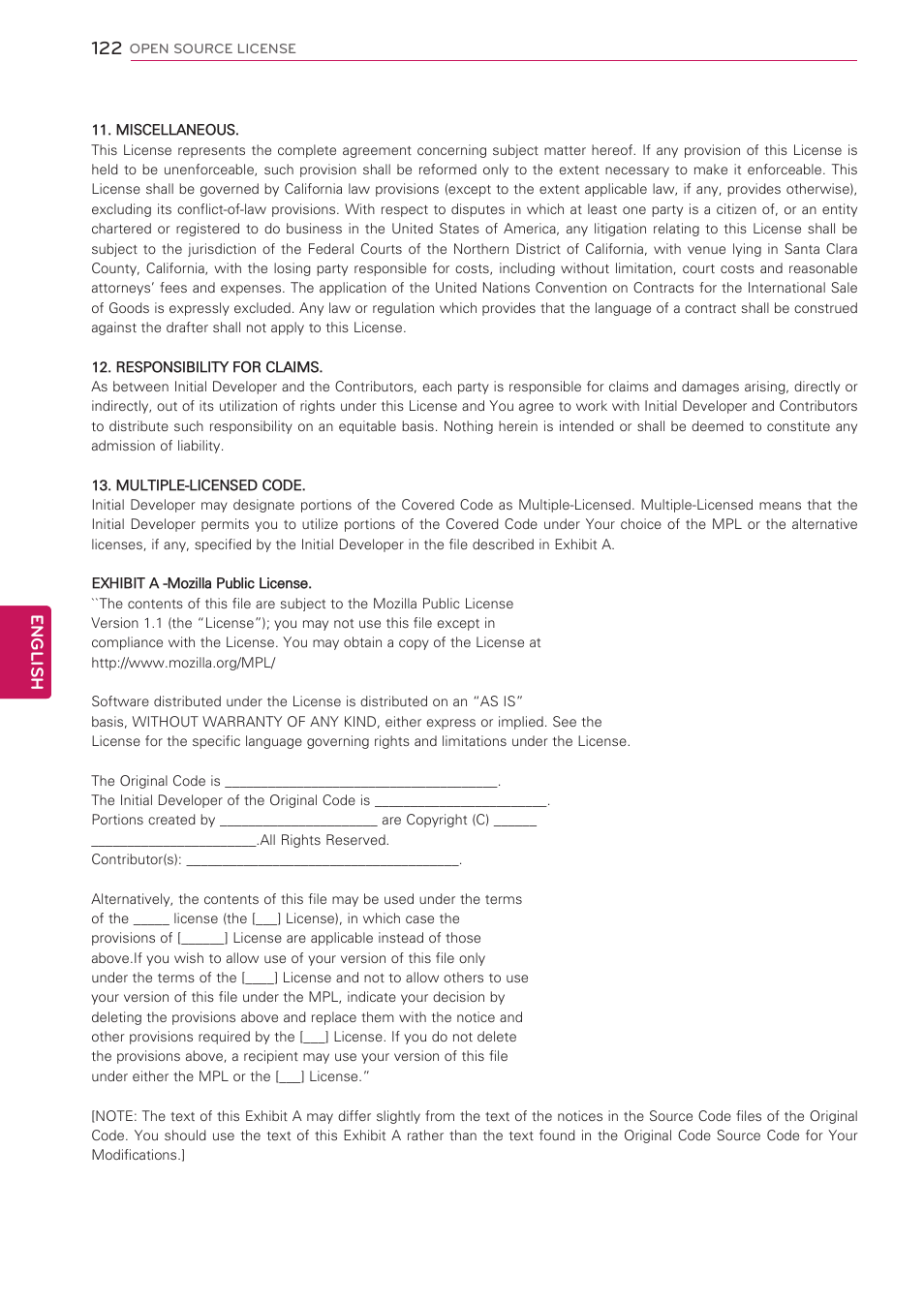 LG 42LW5000 User Manual | Page 122 / 130