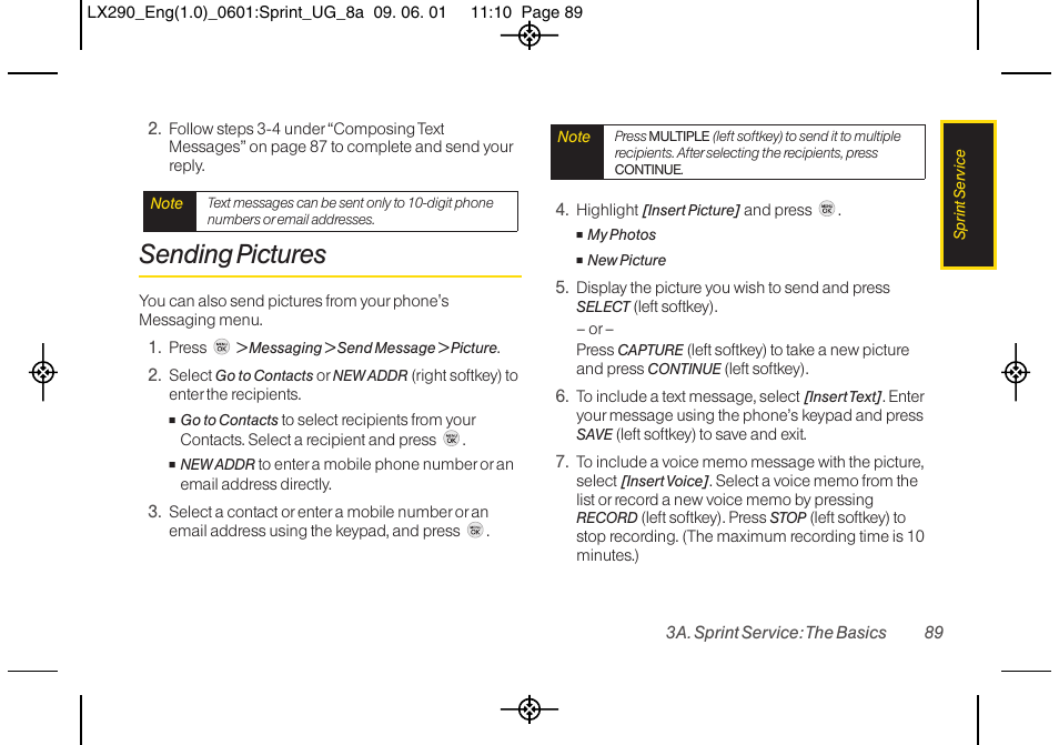 Sending pictures | LG LGLX290 User Manual | Page 101 / 141