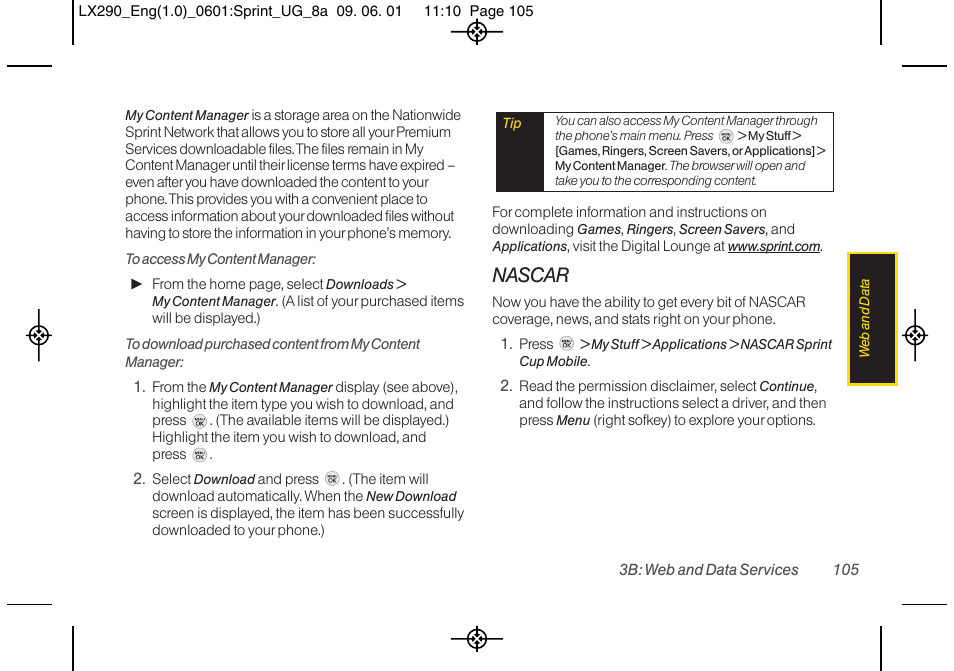 Nascar | LG LGLX290 User Manual | Page 117 / 141