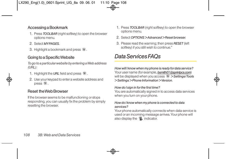 Data services faqs | LG LGLX290 User Manual | Page 120 / 141