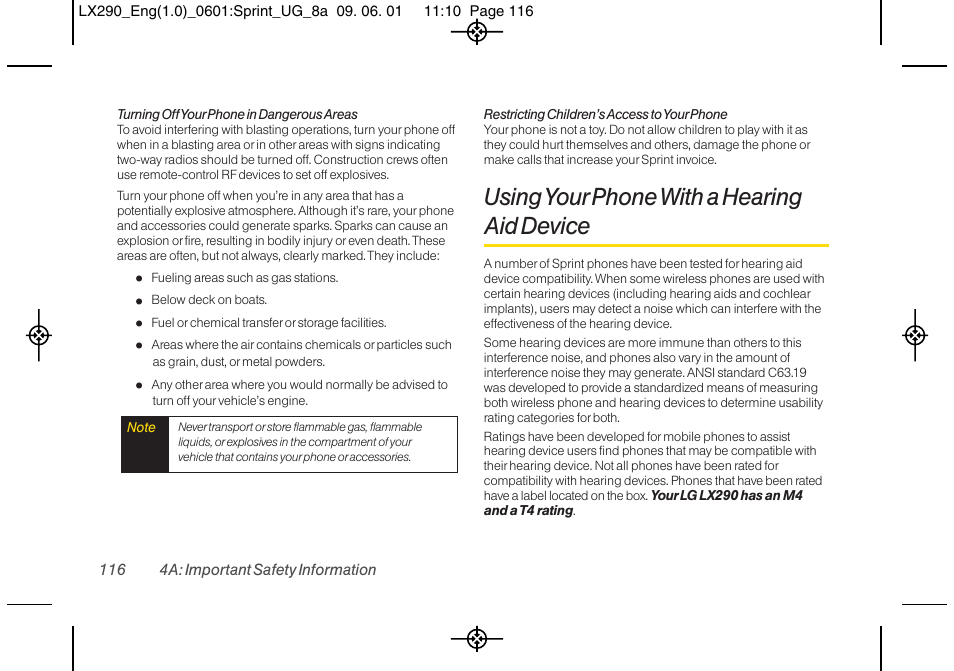 Using your phone with a hearing aid device | LG LGLX290 User Manual | Page 128 / 141