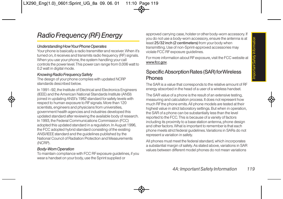 Radio frequency (rf) energy | LG LGLX290 User Manual | Page 131 / 141