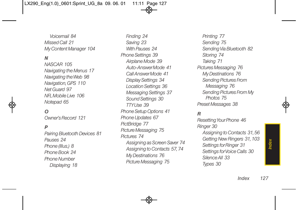 LG LGLX290 User Manual | Page 139 / 141