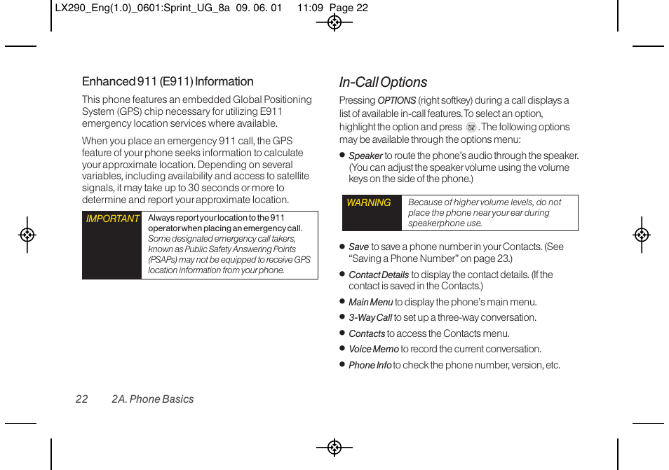 In-call options | LG LGLX290 User Manual | Page 34 / 141