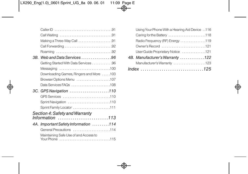 LG LGLX290 User Manual | Page 5 / 141