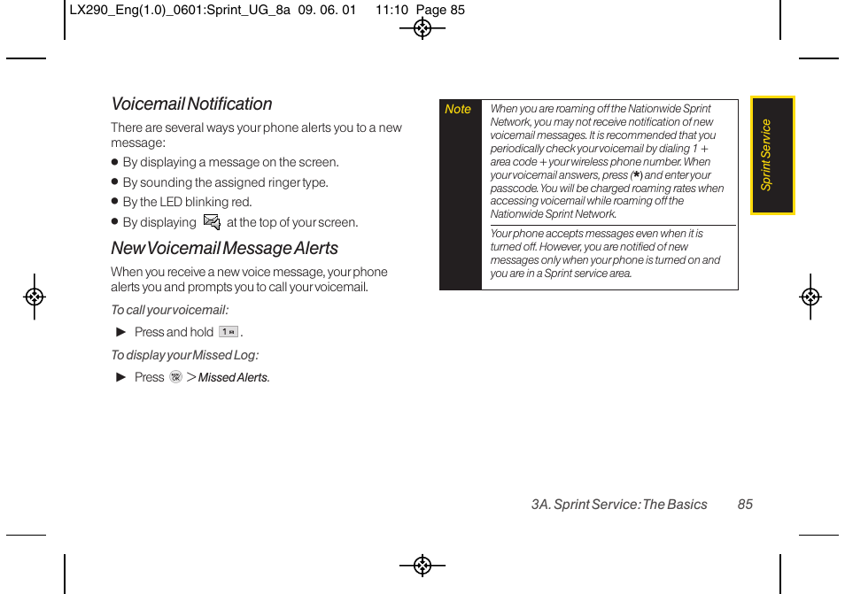 Voicemail notification, New voicemail message alerts | LG LGLX290 User Manual | Page 97 / 141