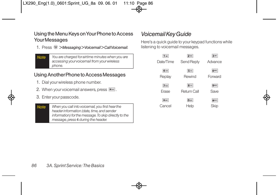 Voicemail key guide | LG LGLX290 User Manual | Page 98 / 141