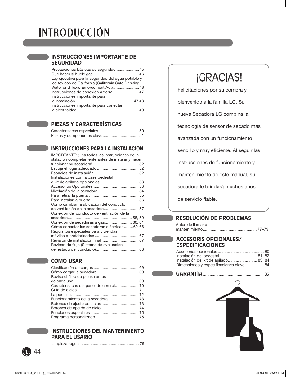 Gracias | LG DLG2602R User Manual | Page 44 / 128