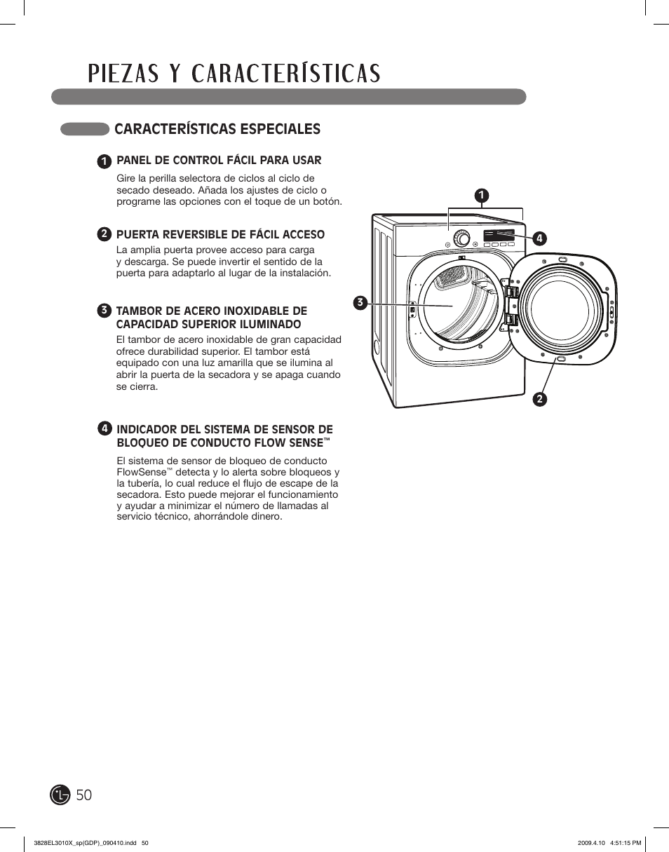 Características especiales | LG DLG2602R User Manual | Page 50 / 128