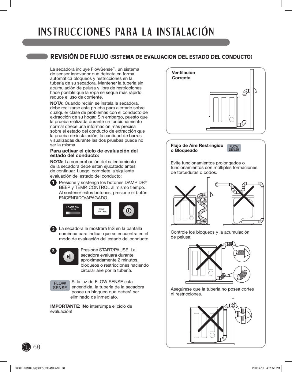 Revisión de flujo | LG DLG2602R User Manual | Page 68 / 128