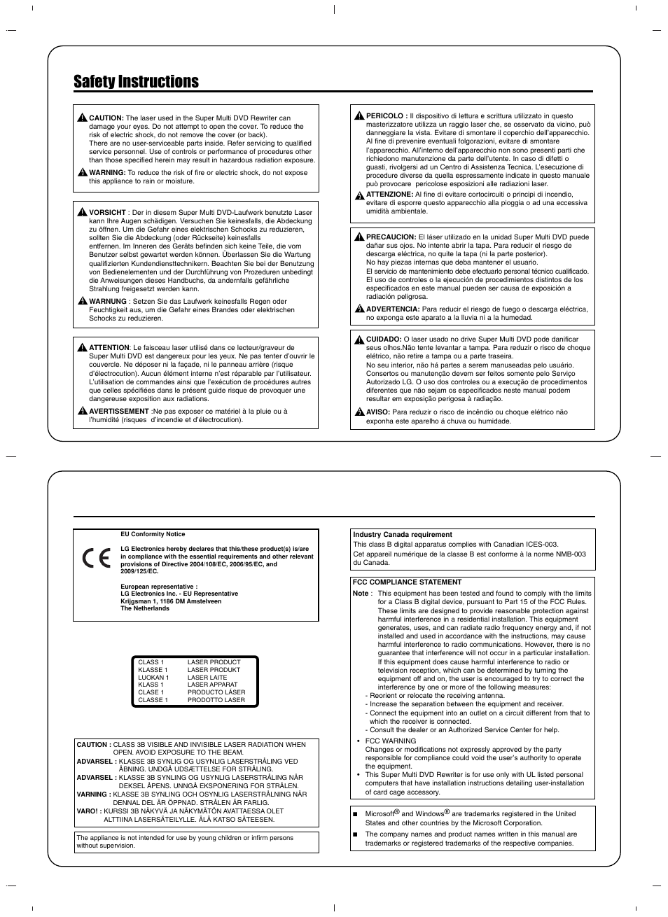 Safety instructions | LG GH24NS72 User Manual | Page 4 / 4