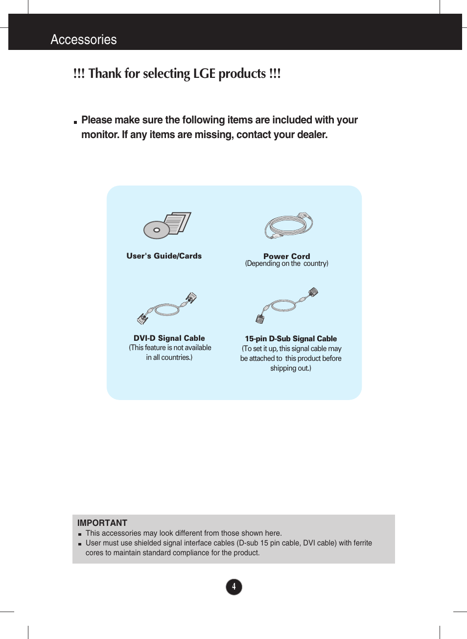 Accessories | LG W2043SE-PF User Manual | Page 5 / 34