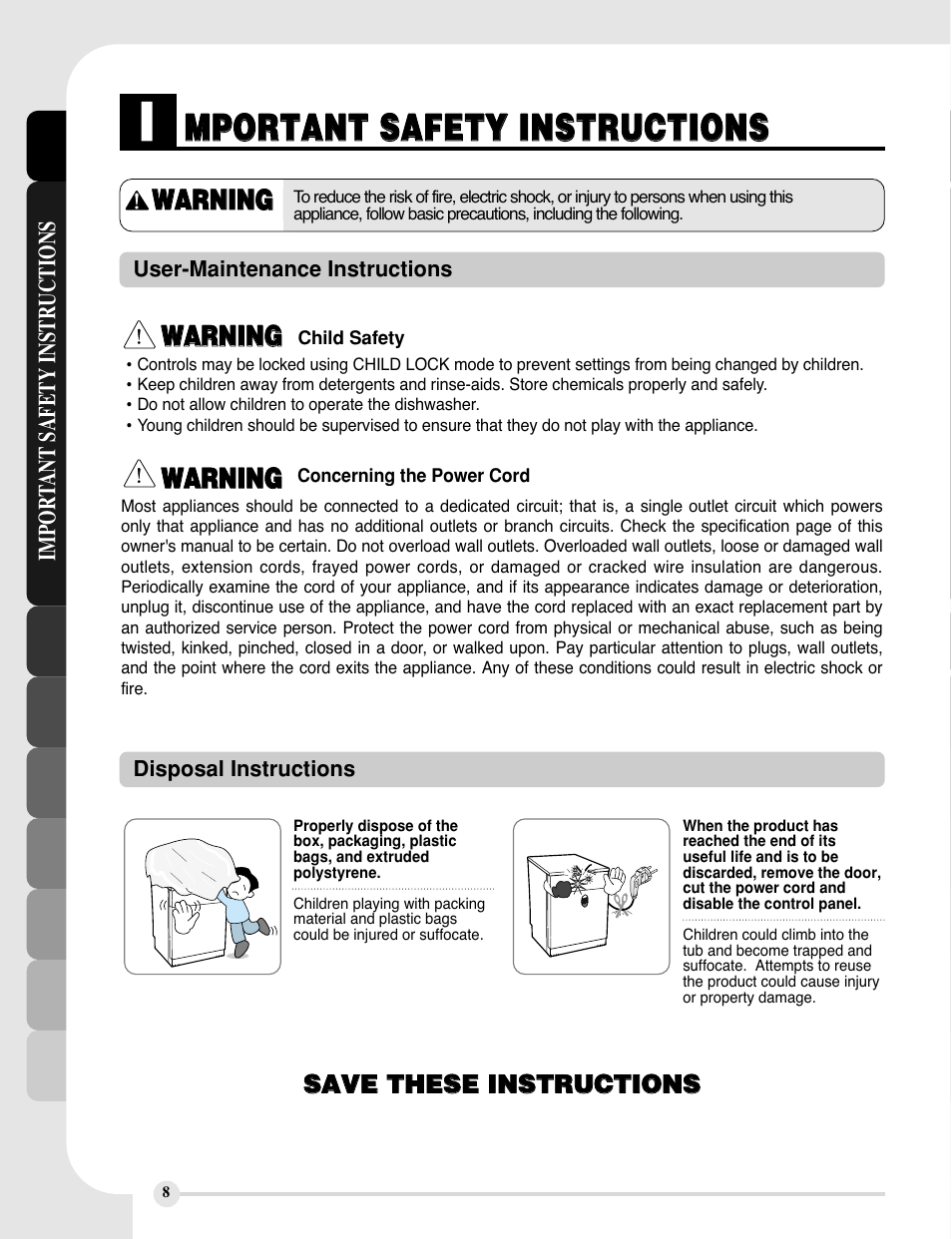 LG LDS5811WW User Manual | Page 8 / 48