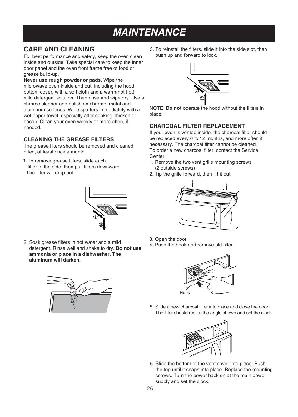 Maintenance, Care and cleaning | LG LMV1683SW User Manual | Page 25 / 30