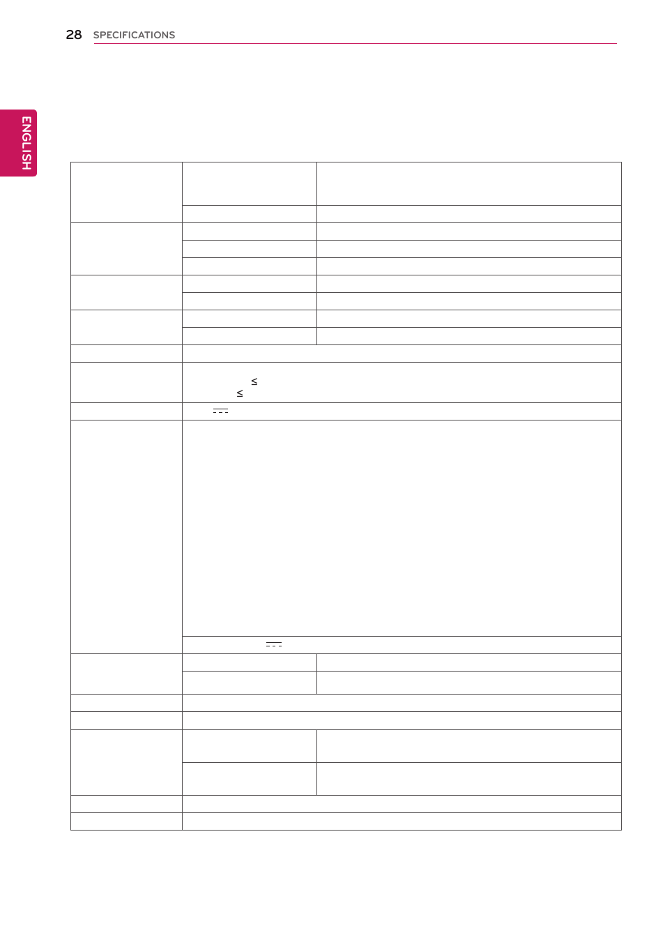 22en43s, Specifications | LG 22EN43T-B User Manual | Page 28 / 36
