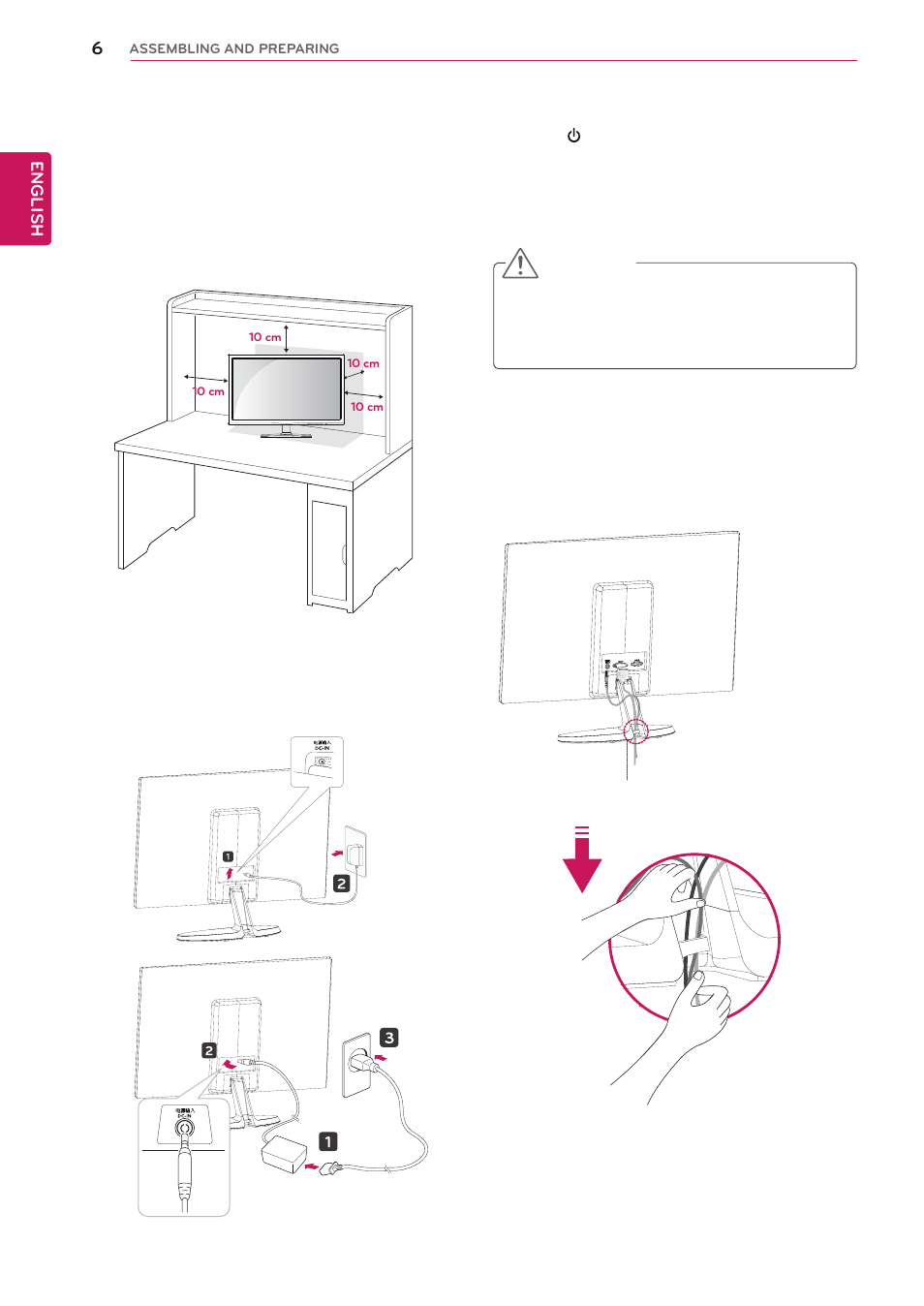 Mounting on a table, Using the cable holder | LG 22EN43T-B User Manual | Page 6 / 36