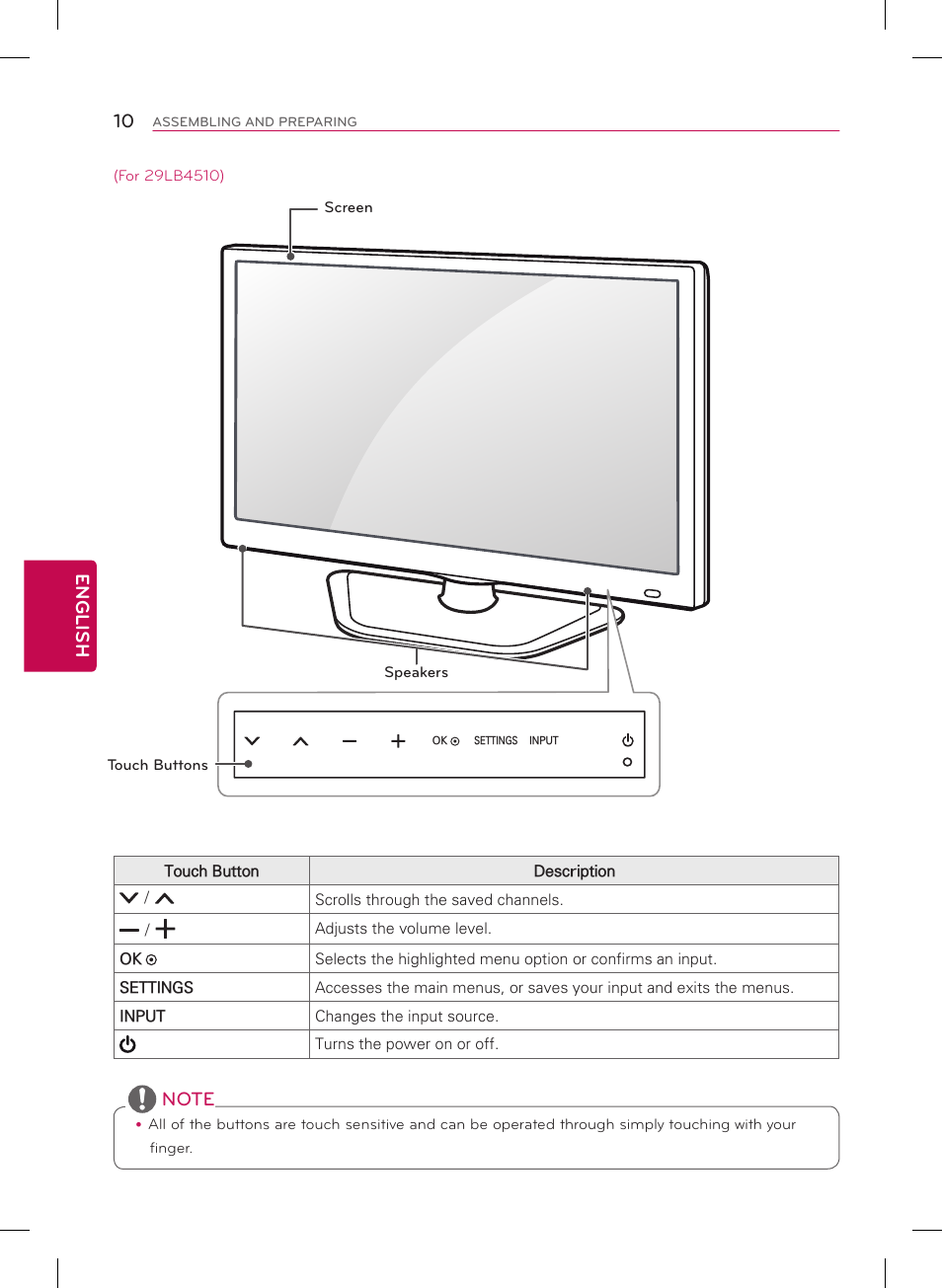 10 english | LG 29LB4510 User Manual | Page 10 / 28